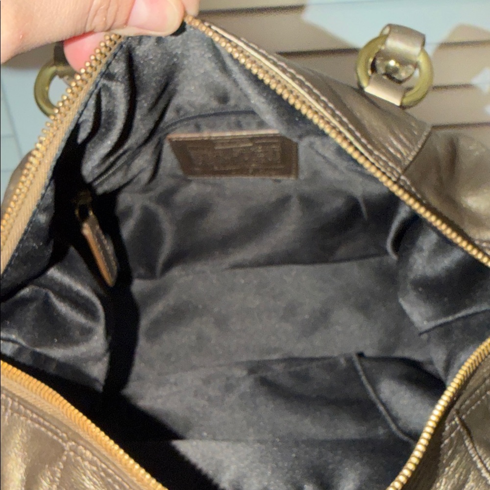 Coach Metallic Leather Satchel | Brass Hardware | Vintage Style | Bronze - Picture 8 of 9